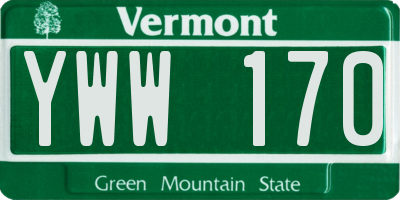 VT license plate YWW170