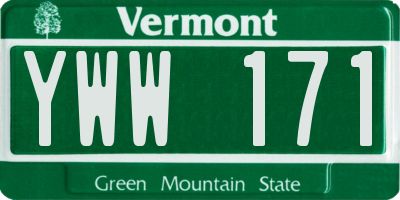 VT license plate YWW171