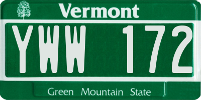 VT license plate YWW172