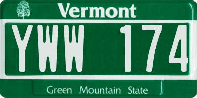 VT license plate YWW174