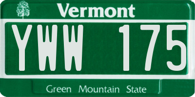 VT license plate YWW175
