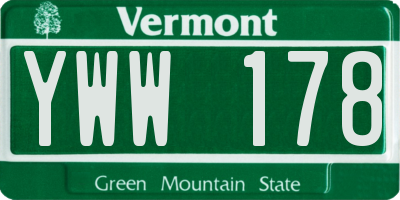 VT license plate YWW178