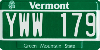VT license plate YWW179