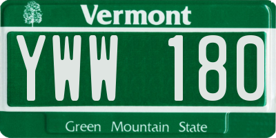 VT license plate YWW180