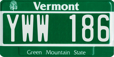 VT license plate YWW186