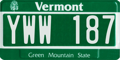 VT license plate YWW187