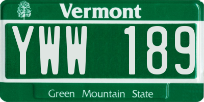 VT license plate YWW189