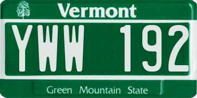 VT license plate YWW192