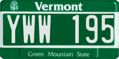 VT license plate YWW195