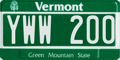 VT license plate YWW200