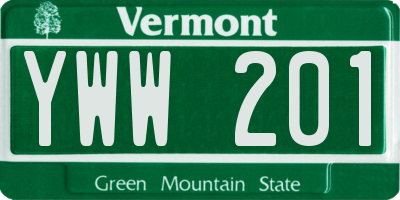 VT license plate YWW201