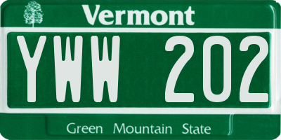 VT license plate YWW202