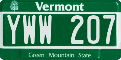 VT license plate YWW207