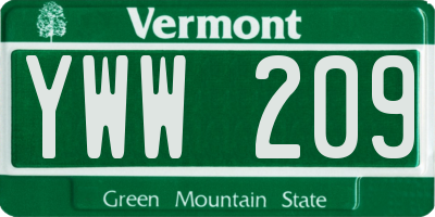 VT license plate YWW209