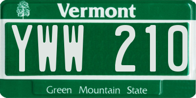 VT license plate YWW210