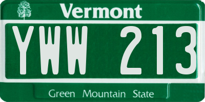VT license plate YWW213