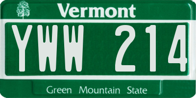 VT license plate YWW214