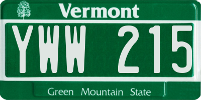 VT license plate YWW215