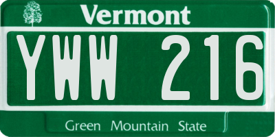 VT license plate YWW216