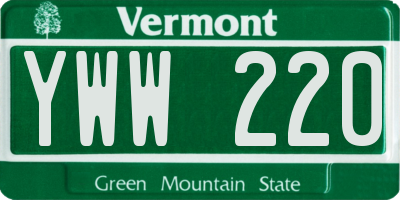 VT license plate YWW220