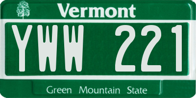 VT license plate YWW221
