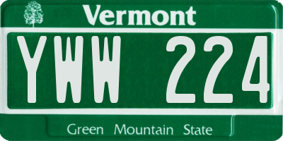 VT license plate YWW224
