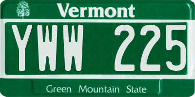 VT license plate YWW225