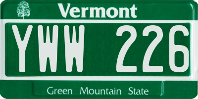 VT license plate YWW226