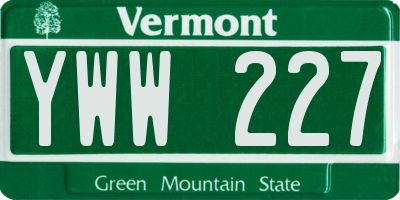 VT license plate YWW227