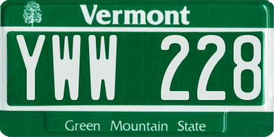 VT license plate YWW228