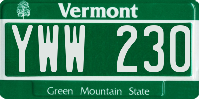 VT license plate YWW230