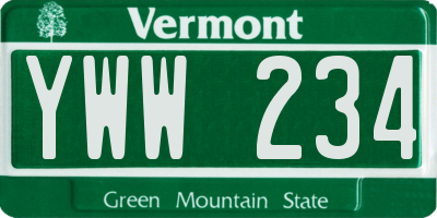 VT license plate YWW234