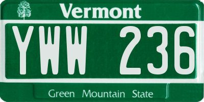 VT license plate YWW236