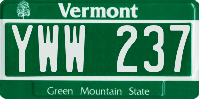 VT license plate YWW237