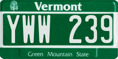 VT license plate YWW239