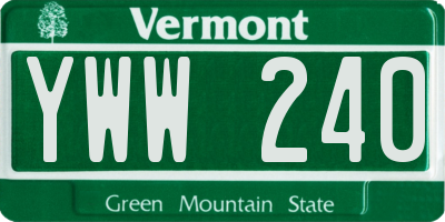 VT license plate YWW240
