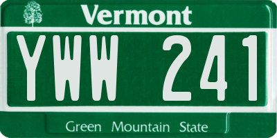 VT license plate YWW241
