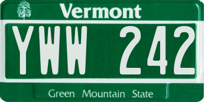 VT license plate YWW242