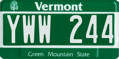 VT license plate YWW244