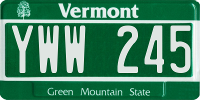 VT license plate YWW245