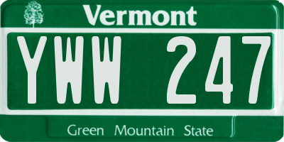 VT license plate YWW247