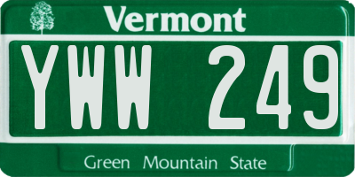 VT license plate YWW249