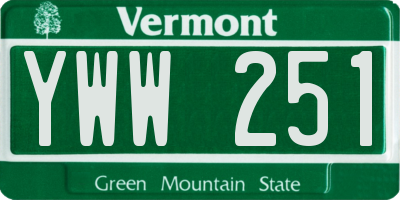 VT license plate YWW251