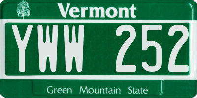 VT license plate YWW252