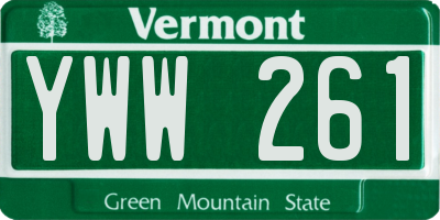 VT license plate YWW261