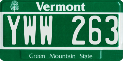 VT license plate YWW263