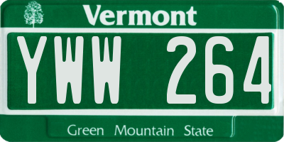 VT license plate YWW264
