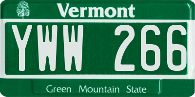 VT license plate YWW266