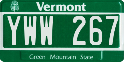 VT license plate YWW267