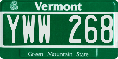 VT license plate YWW268